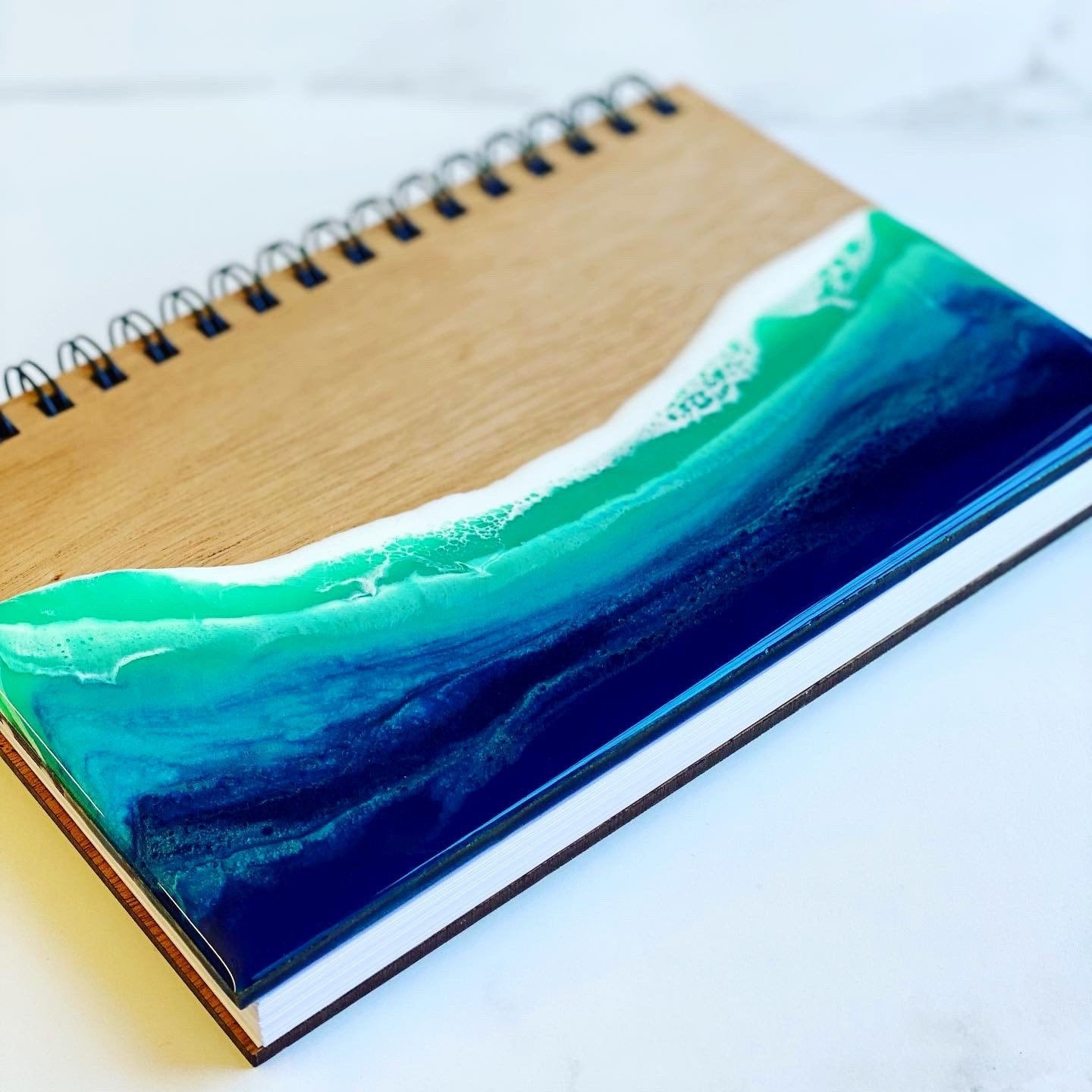 Ocean Themed Wood Cover Journal